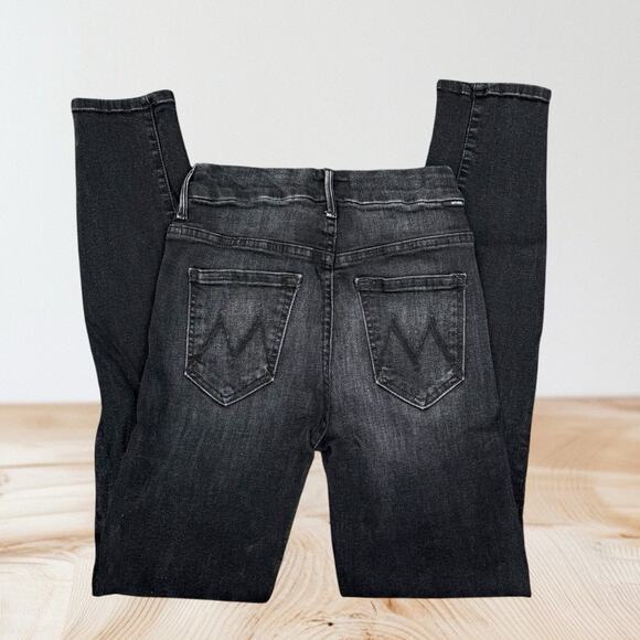 Mother Denim Jeans High Waisted Looker Night Hawk Black Size 24 USA made Stretch - Picture 3 of 8